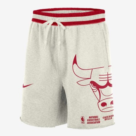 Nike | NBA | NWT Cream Red Chicago Bulls Loose Fit Courtside Statement Shorts - Picture 1 of 7